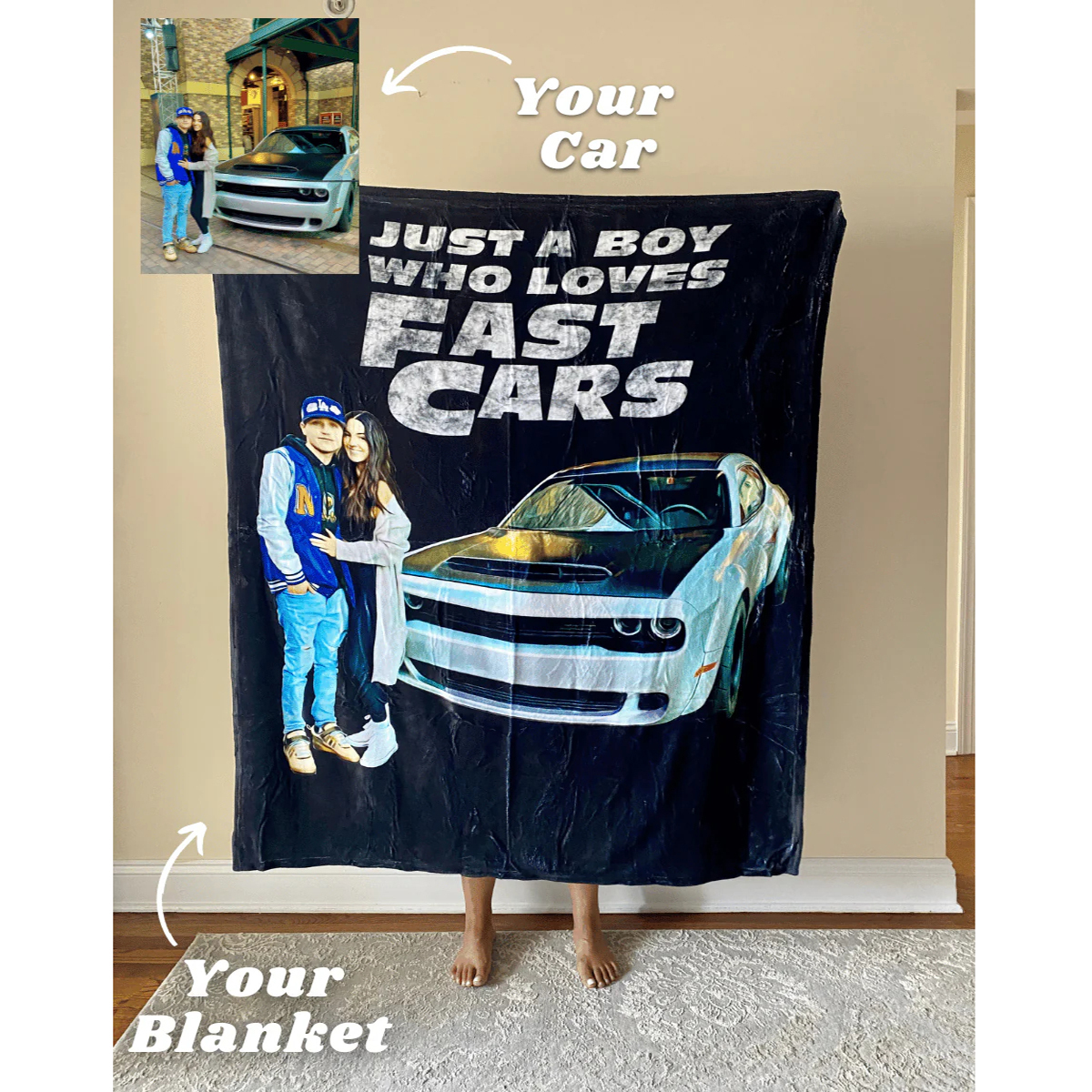 Just A Boy Who Loves Cars Custom Car Fleece Blanket