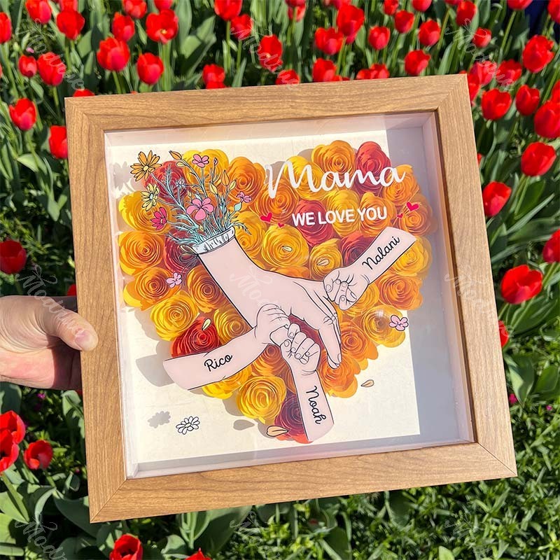 We Love You Mommy Hand Holding Pro- Custom Flower Shadow Box