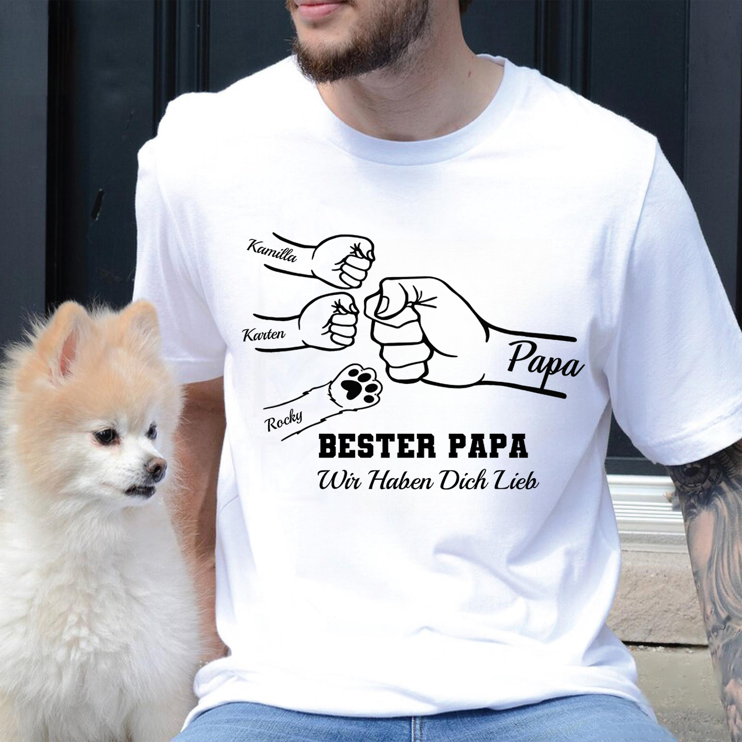 Custom Fist Bump Dad Shirt, Dad Shirt With Kids Names