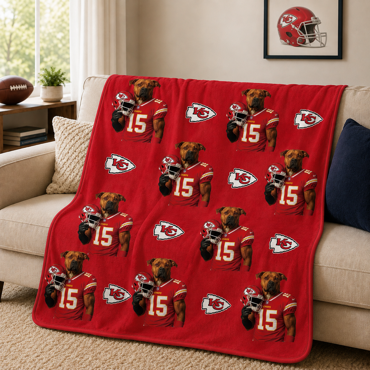 Custom Football Pet Blanket with Team Logo