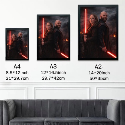Custom Lightsaber Galactic Hero Couple Portrait Frame Gift🌍