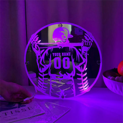 Personalized Baseball Mirror Lamp Cool Gift For Father's Day