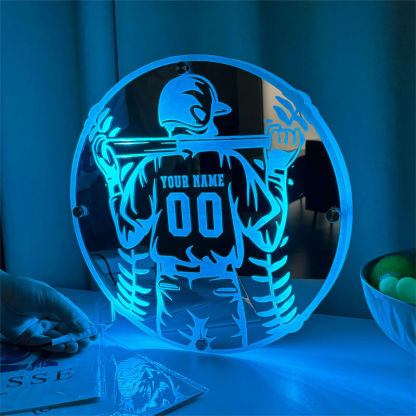 Personalized Baseball Mirror Lamp Cool Gift For Father's Day