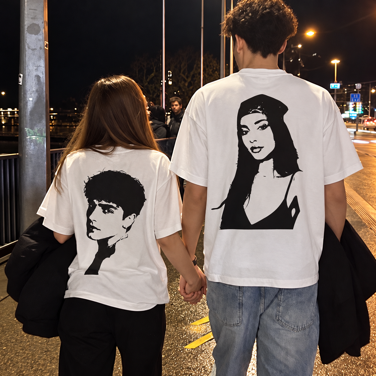 Custom Silhouette Photo Couple Shirt