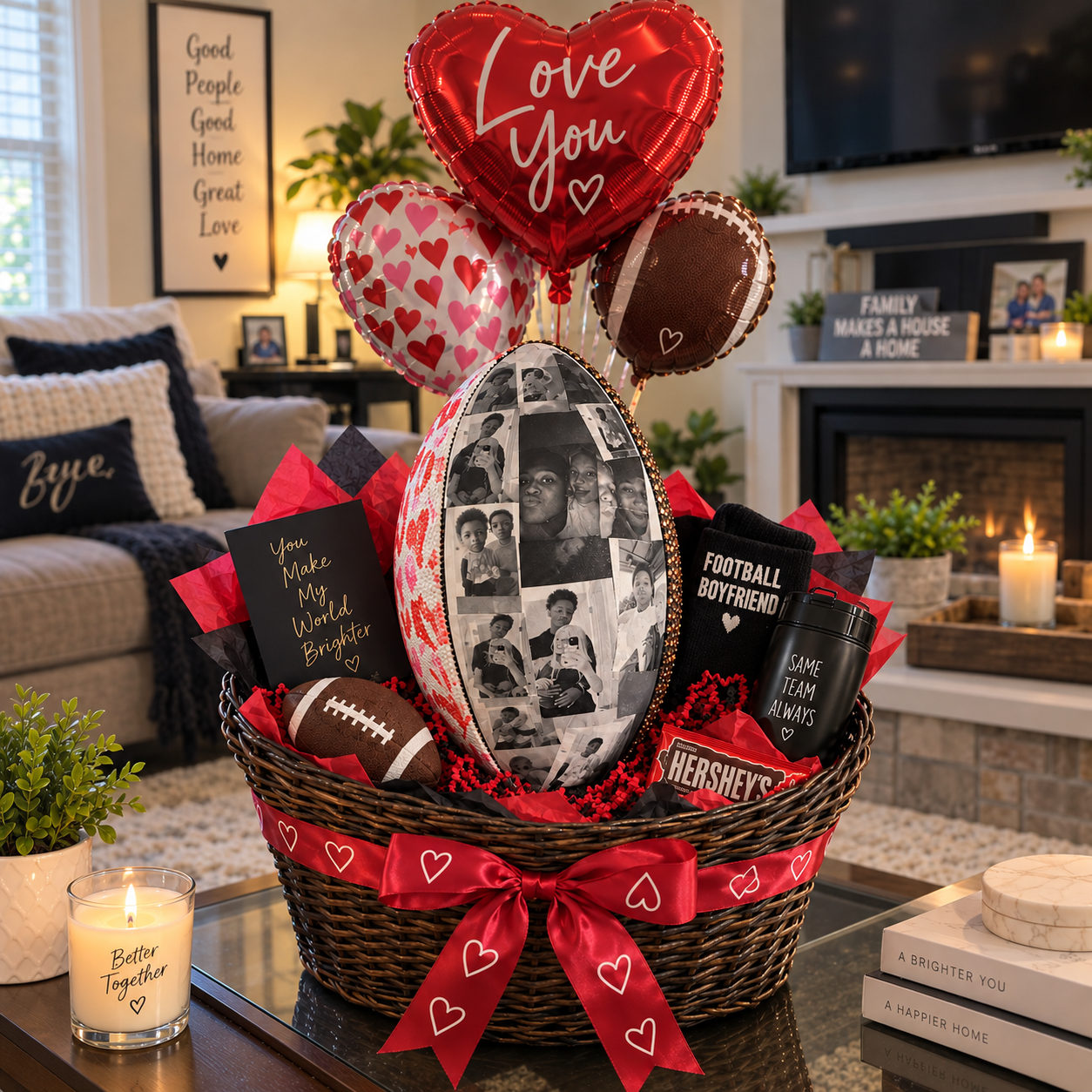 Personalized Kiss Mark & Photo Collage Football