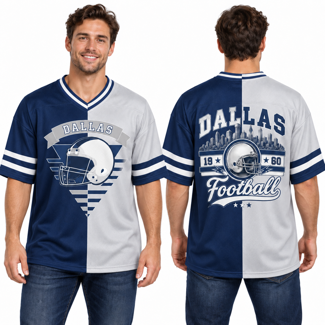 Football Team Print Split Fan Jersey