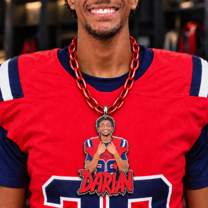 Custom Football Player Photo Pendant Necklace