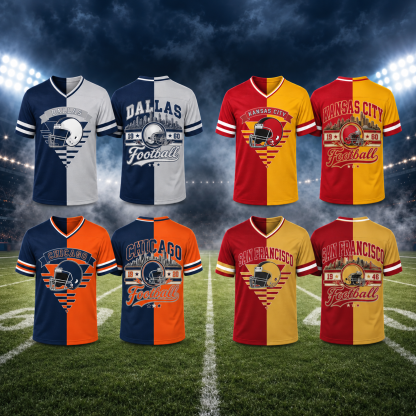 Football Team Print Split Fan Jersey