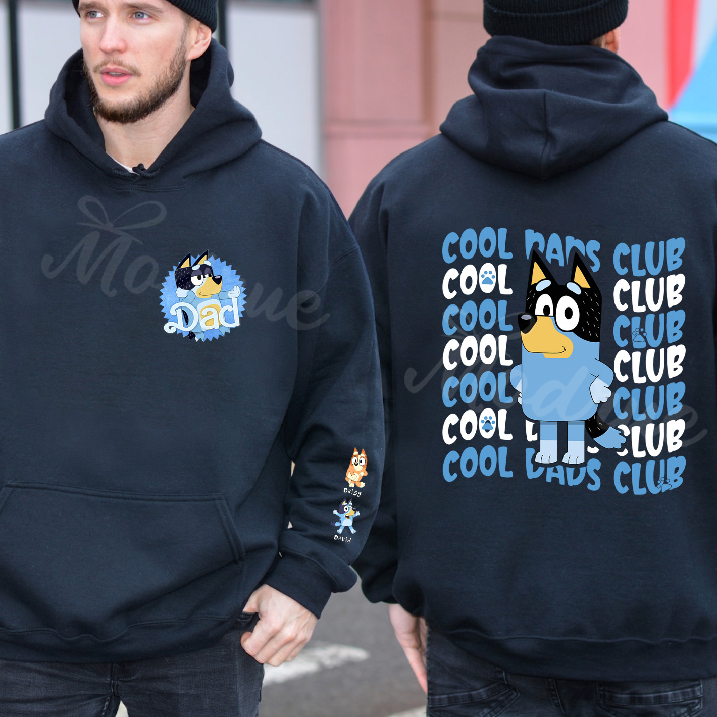 Custom Cool Dads Clue Sweatshirt with Kid's Name on Sleeve