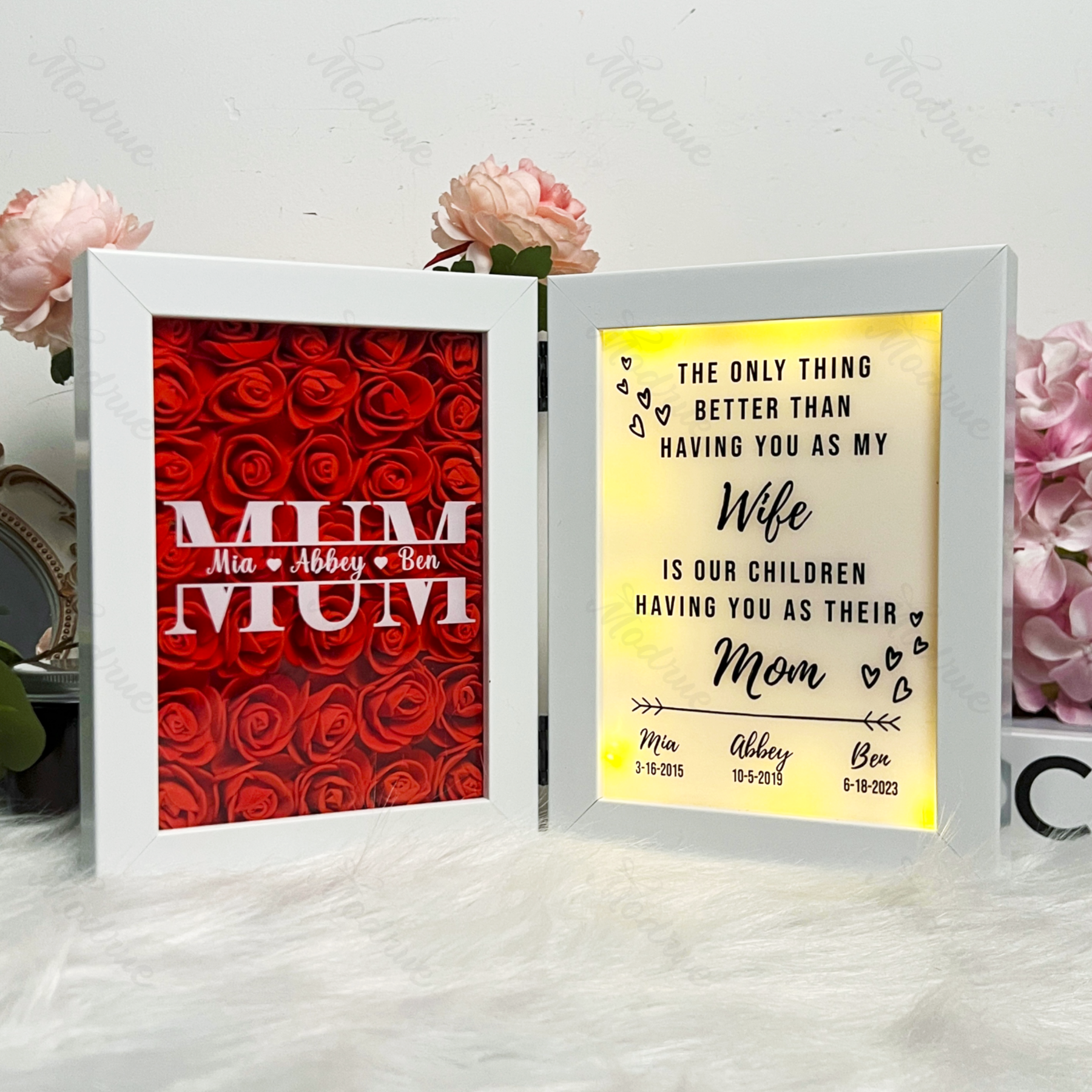 Personalized Mother's Day Photo Flower Shadow Frame
