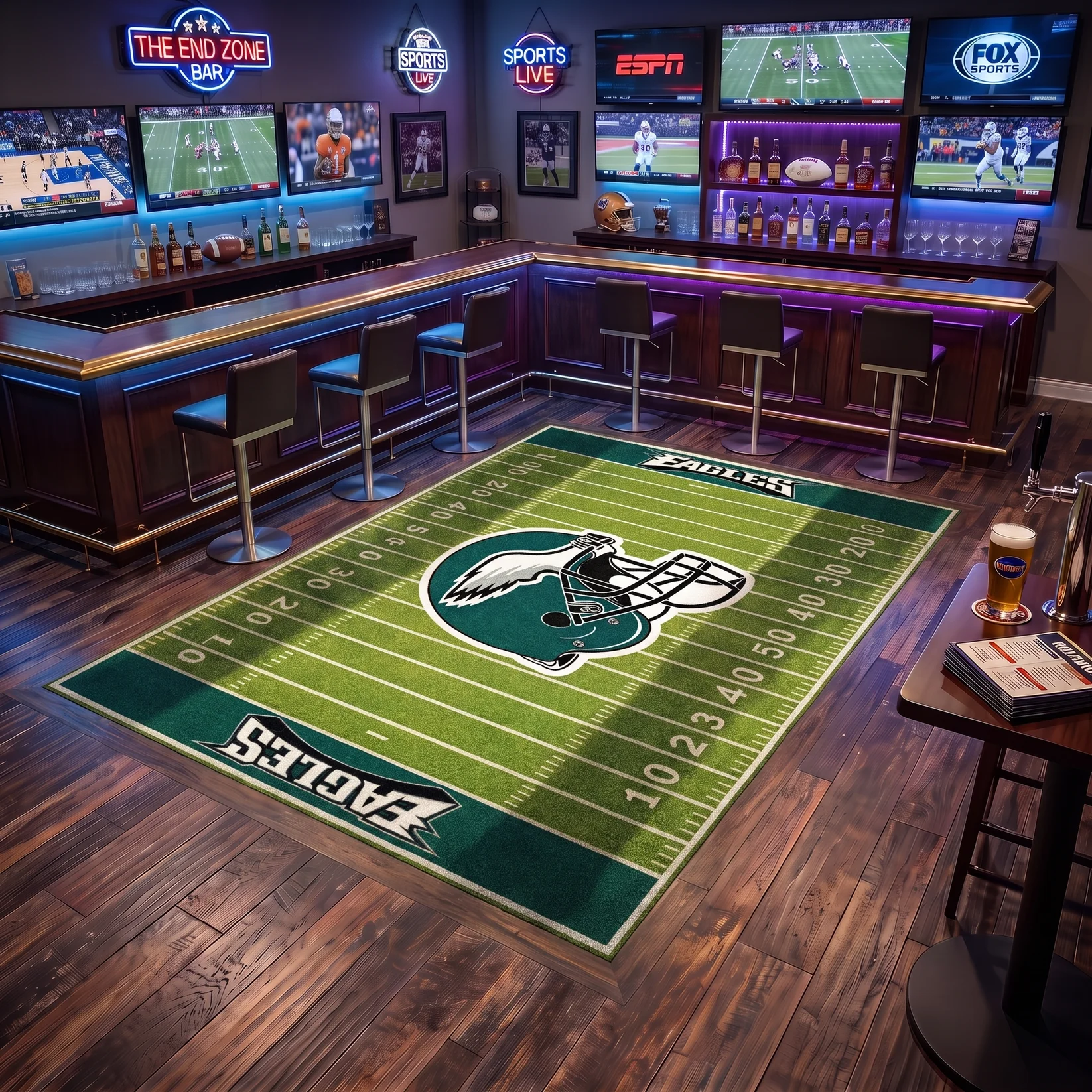 Football Team Field Rug Game Day Room Decor