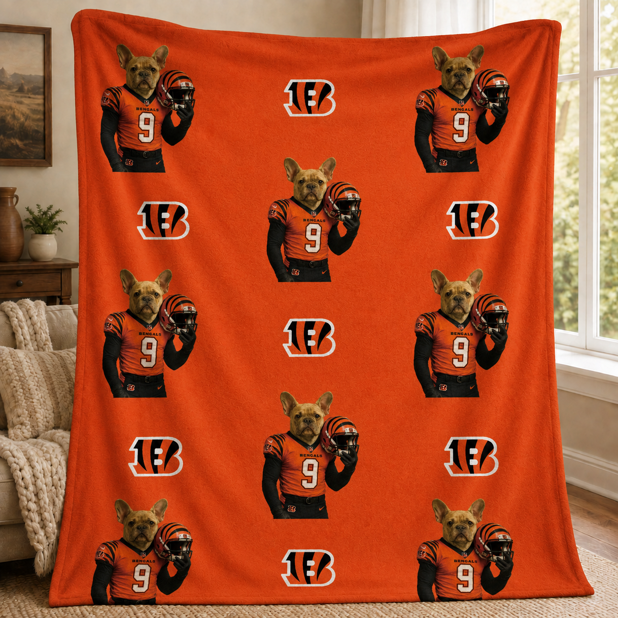 Custom Football Pet Blanket with Team Logo