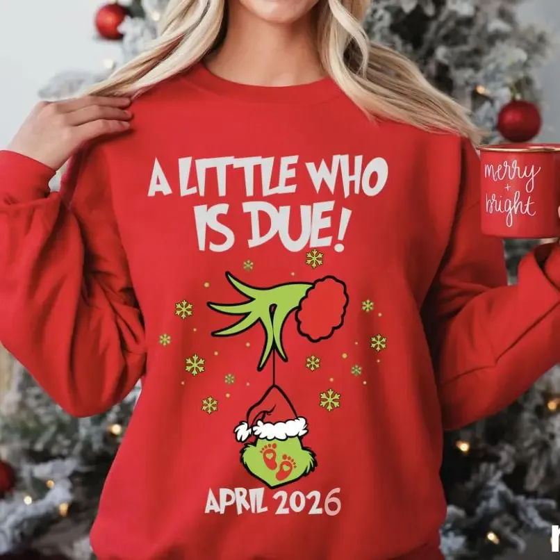 Custom Christmas Pregnancy Announcement Sweatshirt