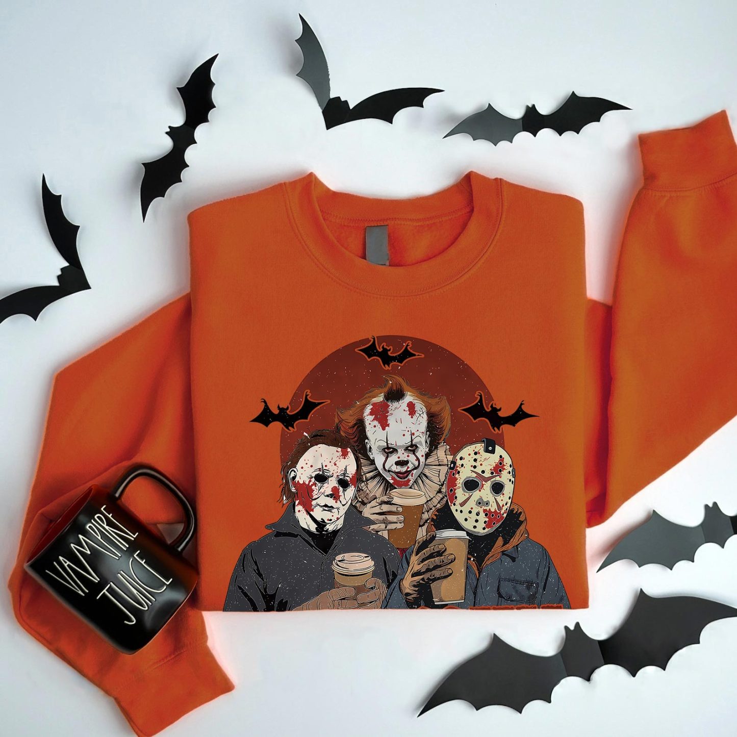 A Sip of Coffee A Pinch of Fear Sweater, Halloween Horror Characters T-shirt
