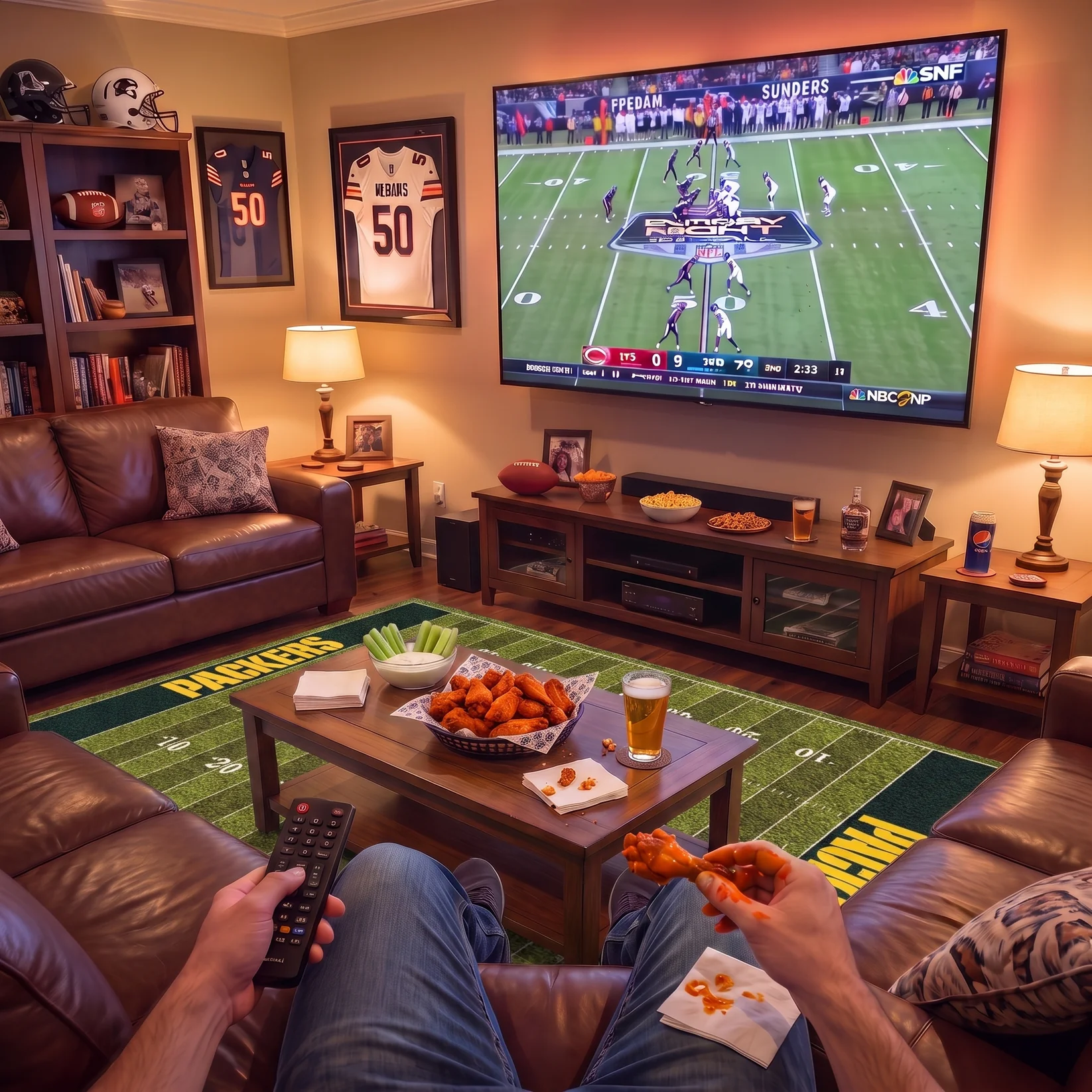 Football Team Field Rug Game Day Room Decor