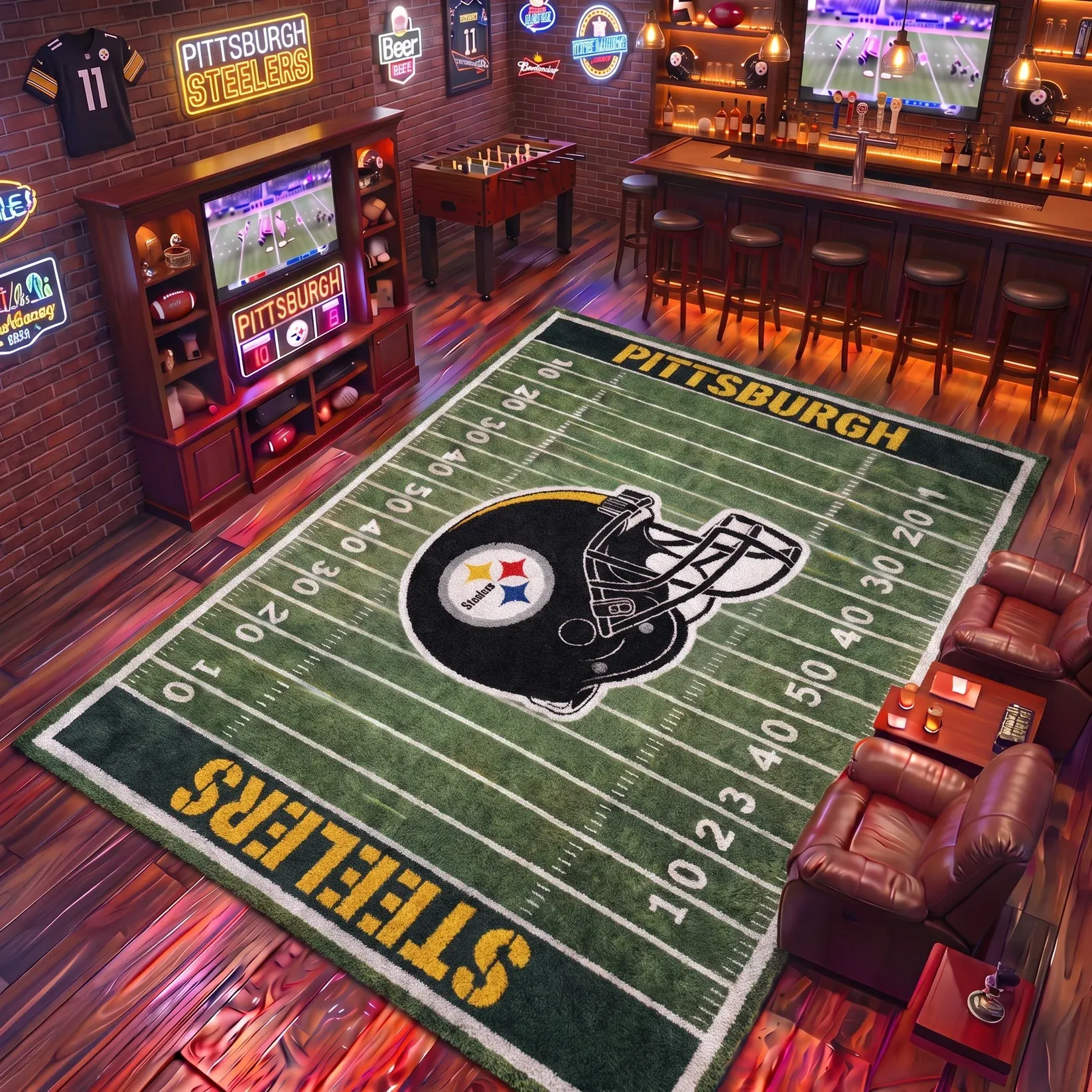 Football Team Field Rug Game Day Room Decor