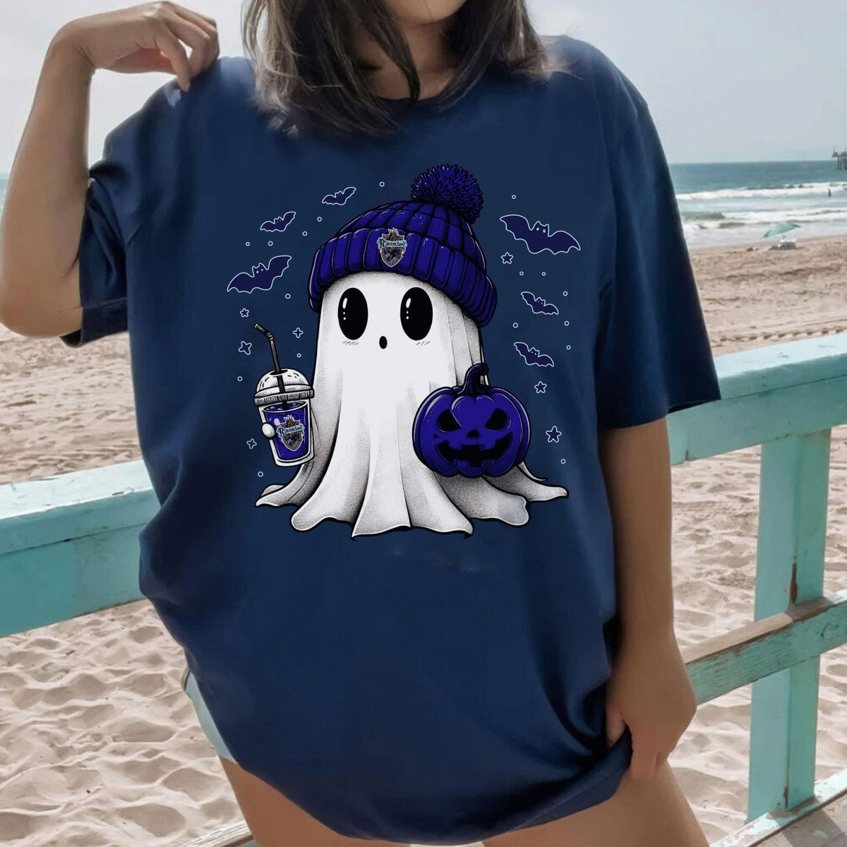 Ghost Cute Halloween Hogwarts House Vintage Unisex T-Shirt, Sweatshirt, Hoddie