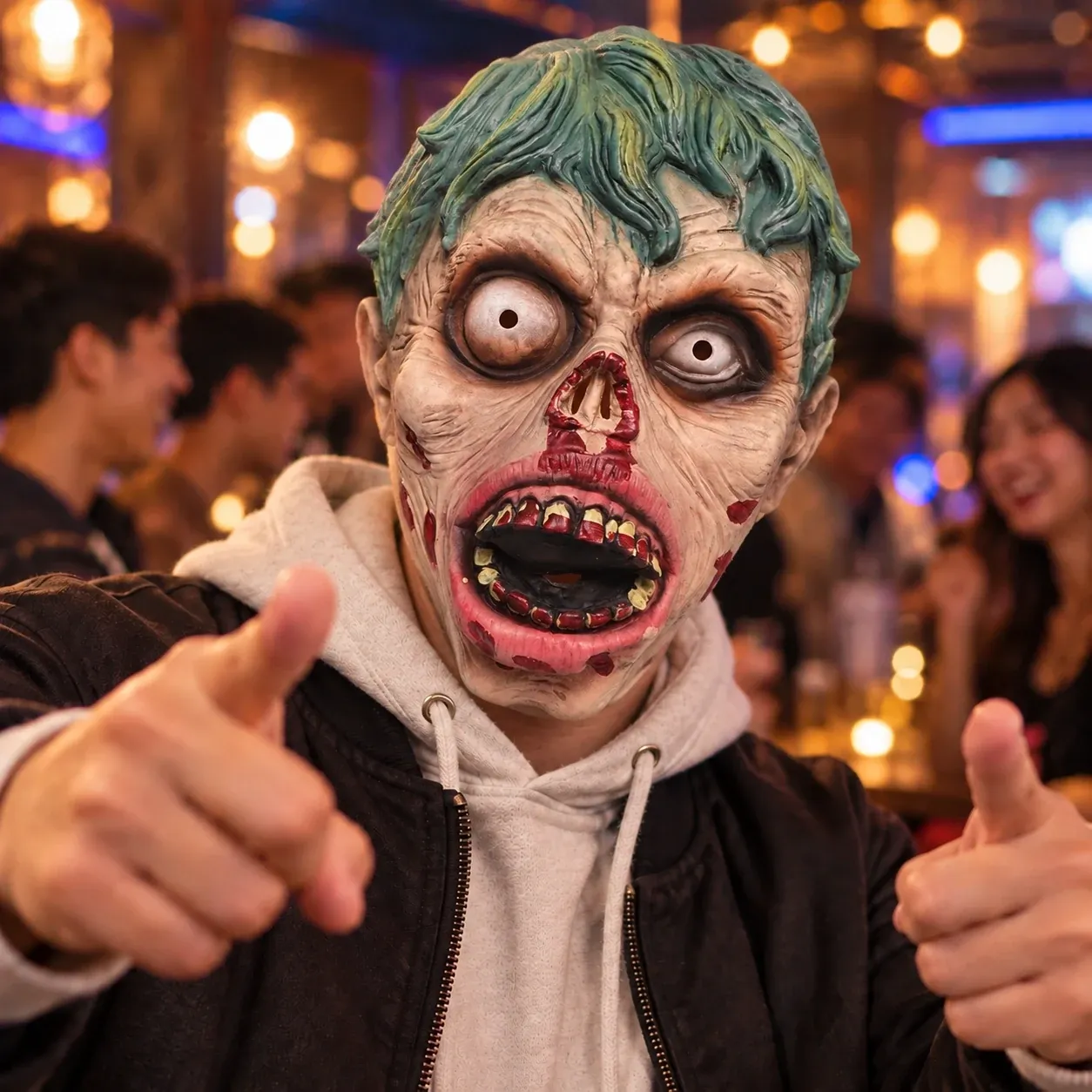 Green-Haired Creepy Clown Silicone Full-Head Mask