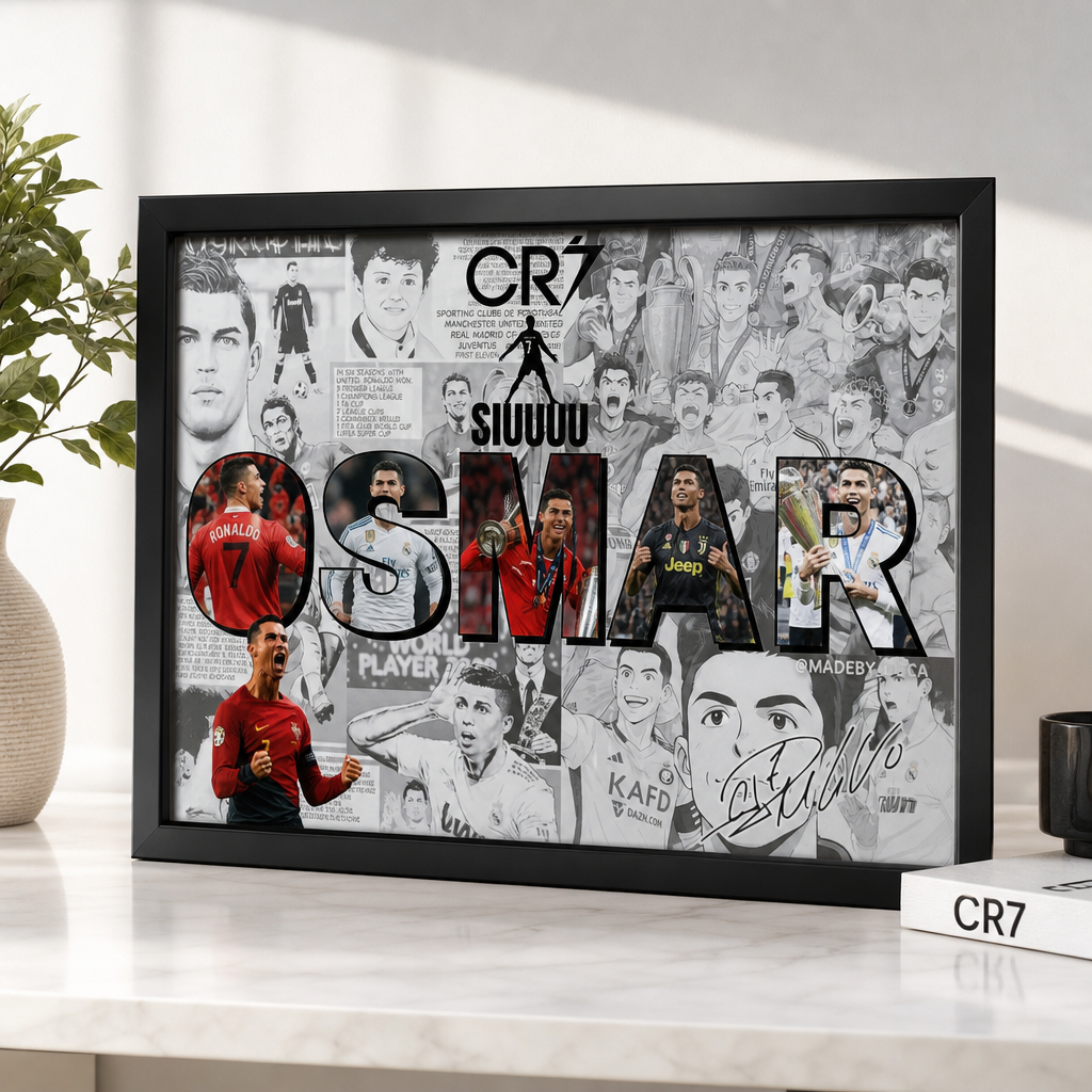Personalized CR7 Name Frame – Custom Football Fan Wall Art Gift