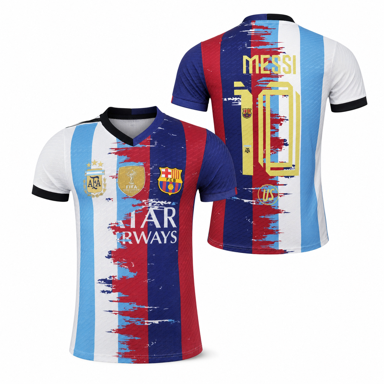 Barcelona Argentina Number 10 Soccer Jersey - Sky Blue & White Fan Shirt 商品缩略图