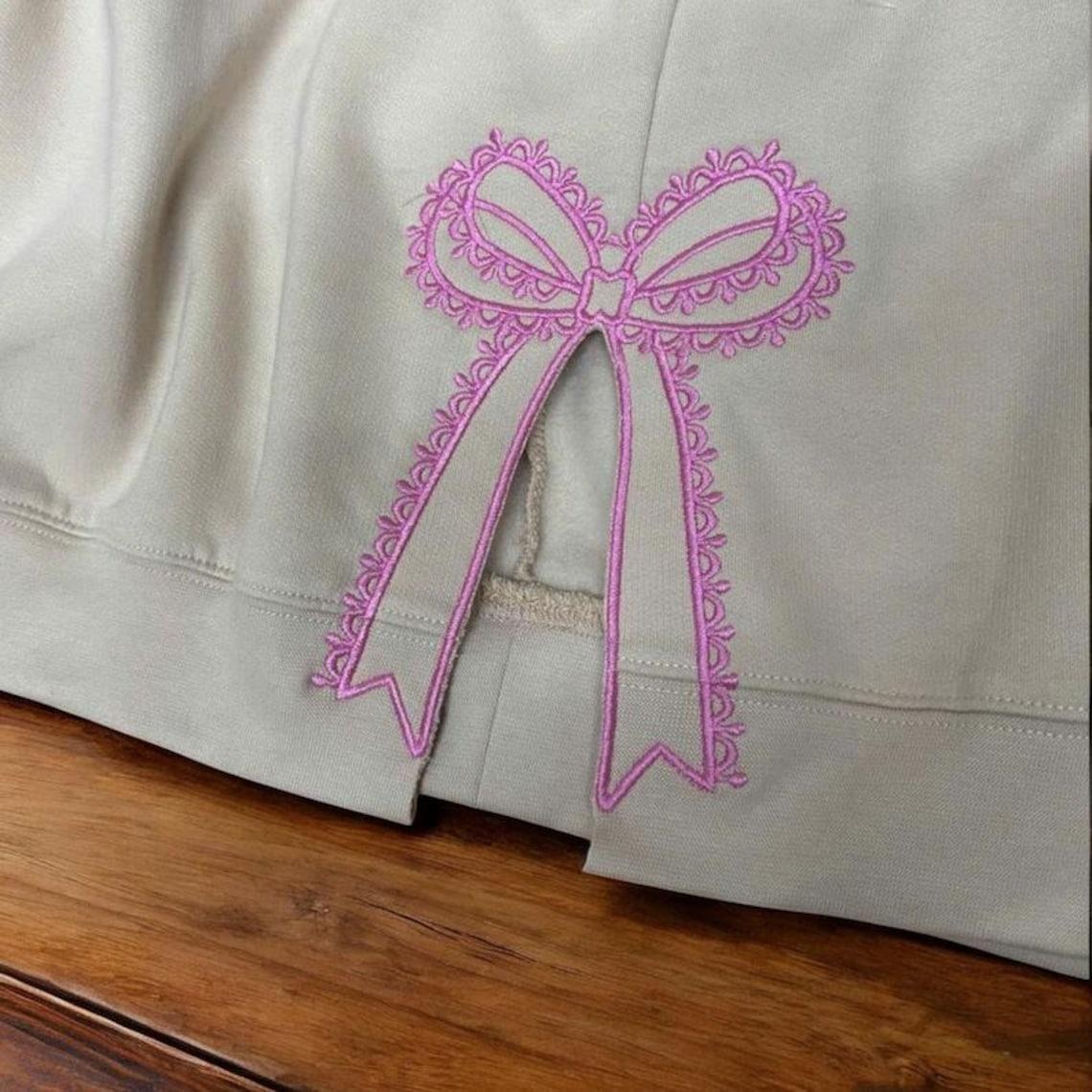 Wicked Glitter Side Bow Embroidered Sweatshirt