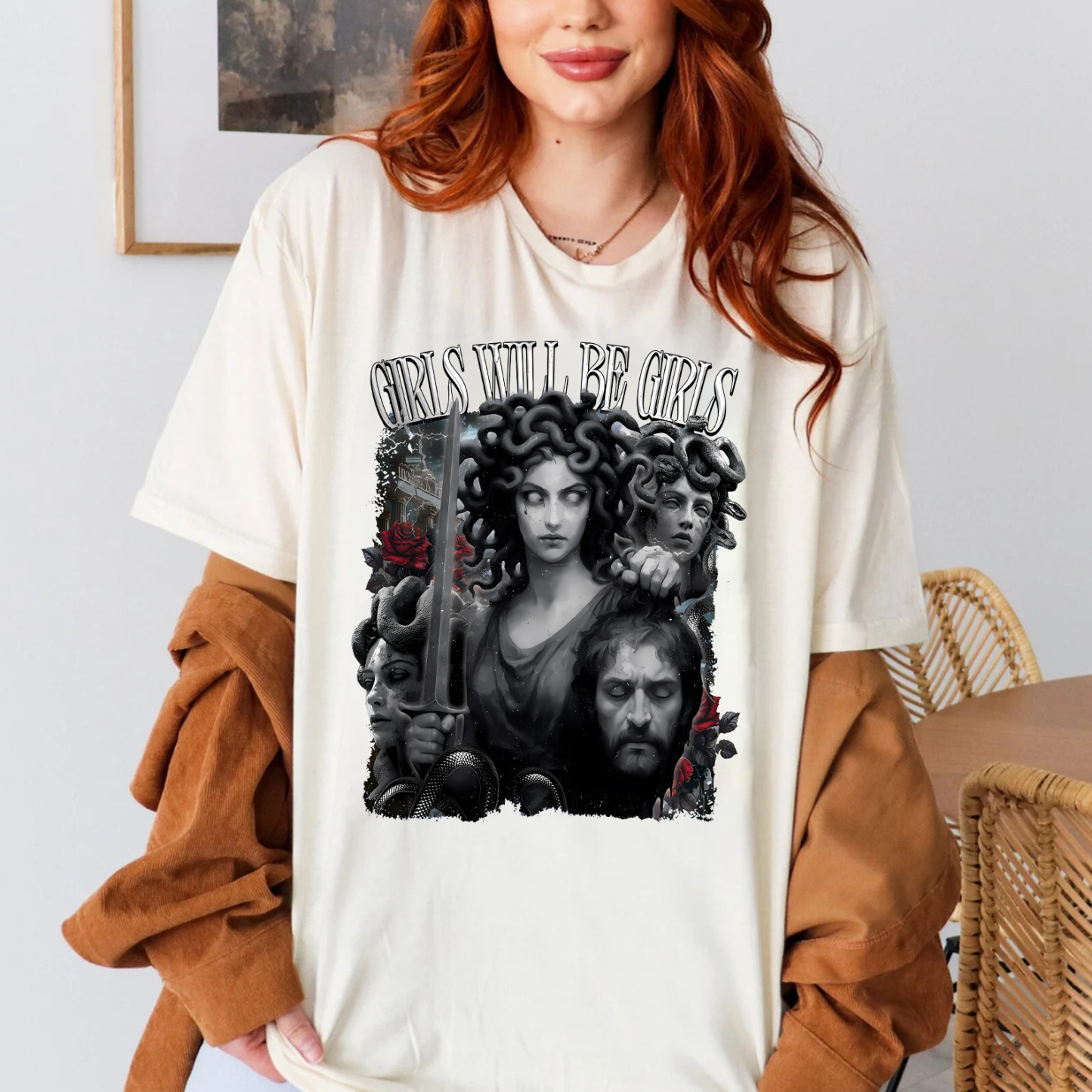Girls Will Be Girls Shirt, Medusa with the Head of Perseus Tee