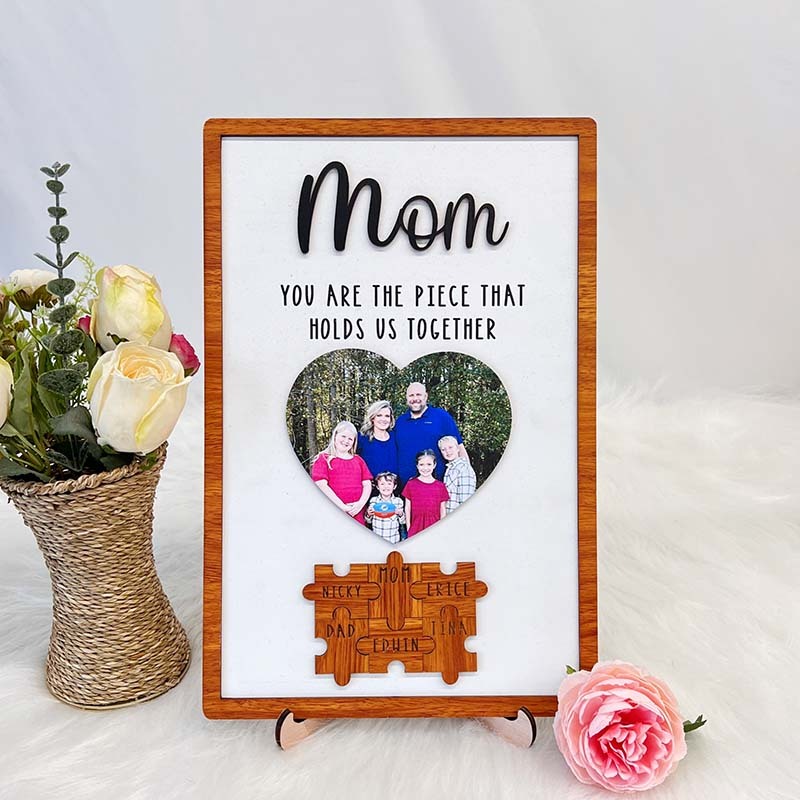 Custom Picture And Name Sign Puzzles Pieces Gift for Mom