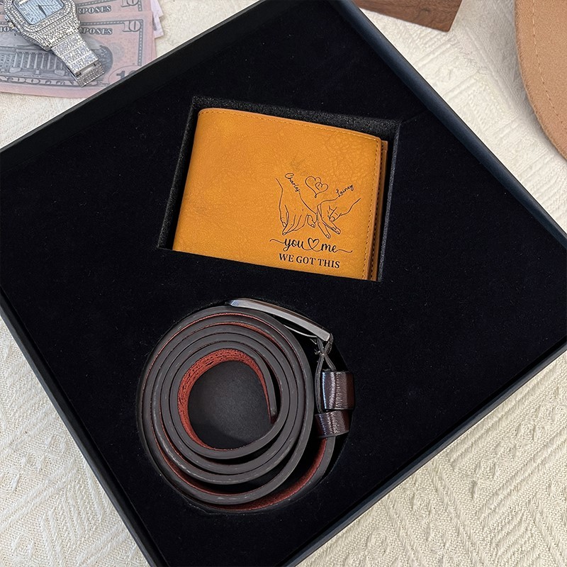 💕 "You & Me" Personalized Leather Duo: Matching Straps + Wallets