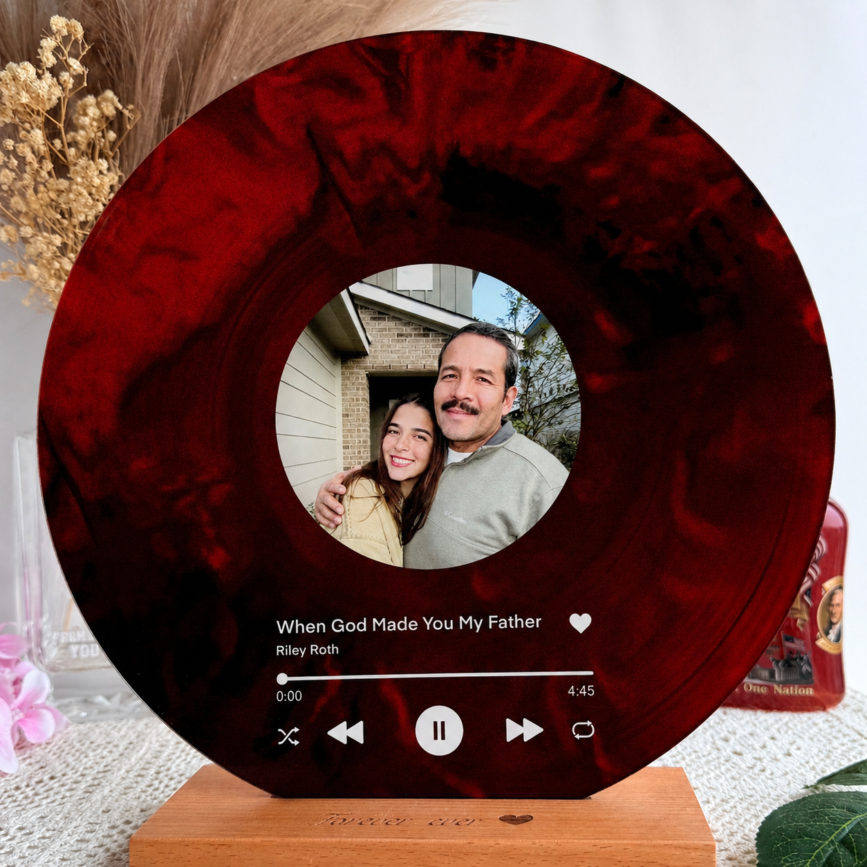 Personalized Vinyl Record Photo Plaque with NFC for Dad