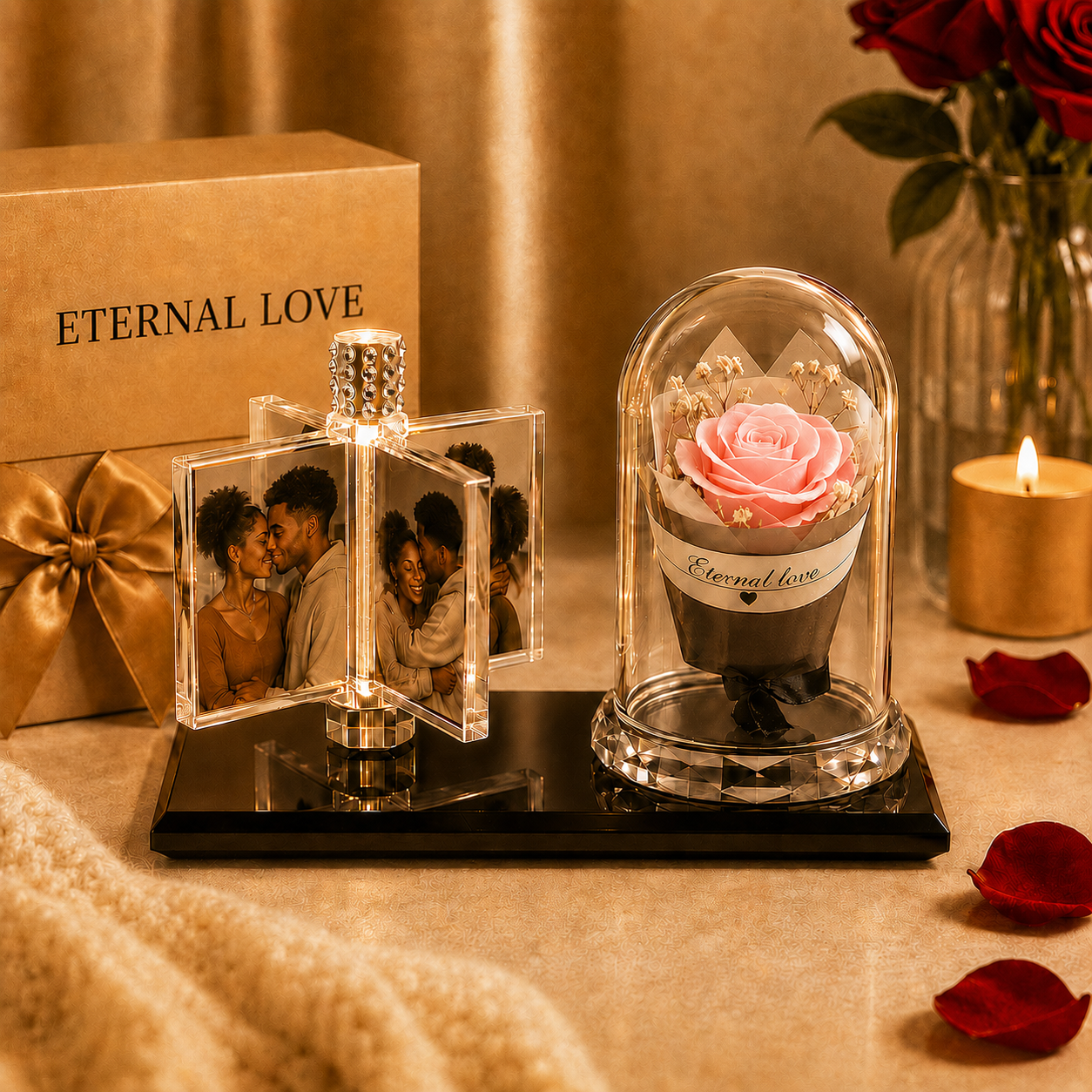 Custom Photo Rotating Crystal Gift Set