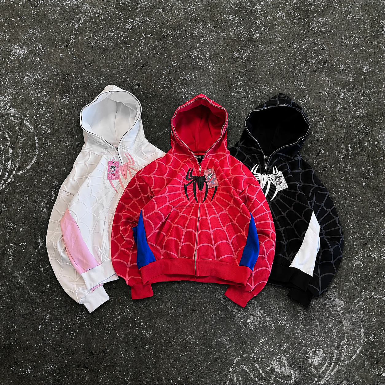 Cyber Web Full-Zip Streetwear Hoodie