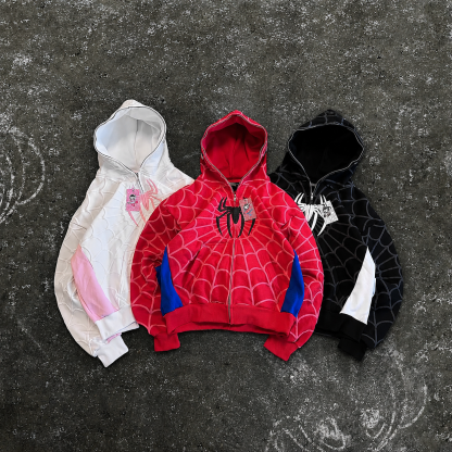 Cyber Web Full-Zip Streetwear Hoodie