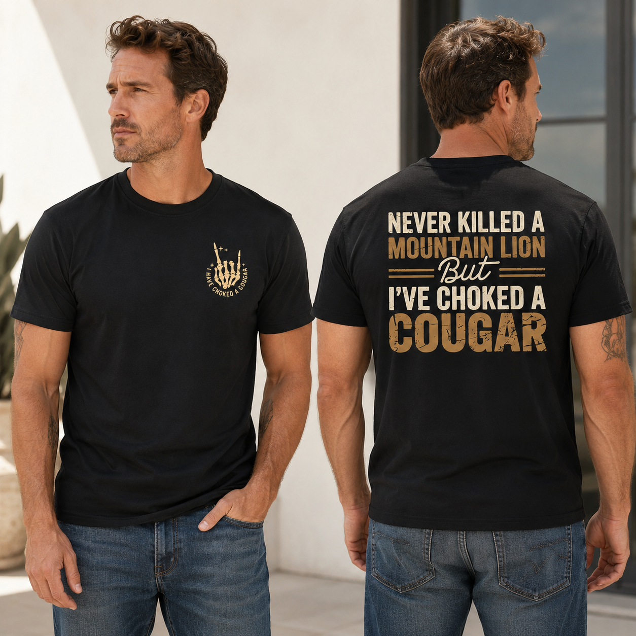 I've Choked A Cougar Funny Two-Sided Graphic Tee