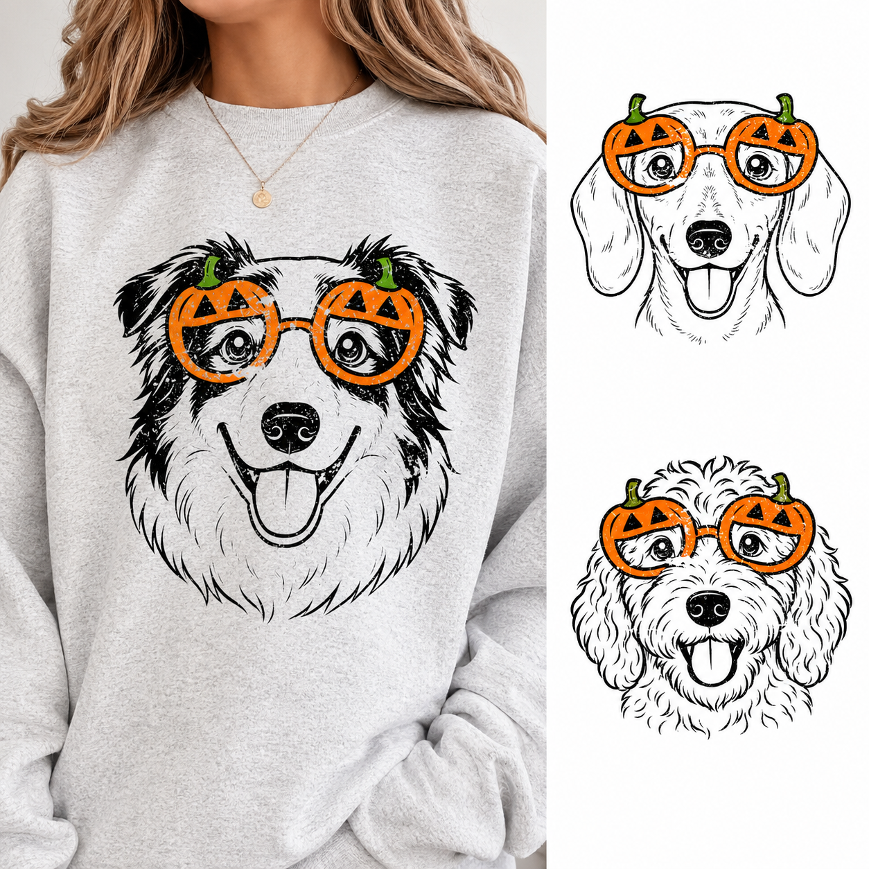 Custom Dog Breed Halloween Spooky Glasses Puppy Sweatshirt