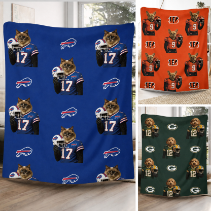 Custom Football Pet Blanket with Team Logo