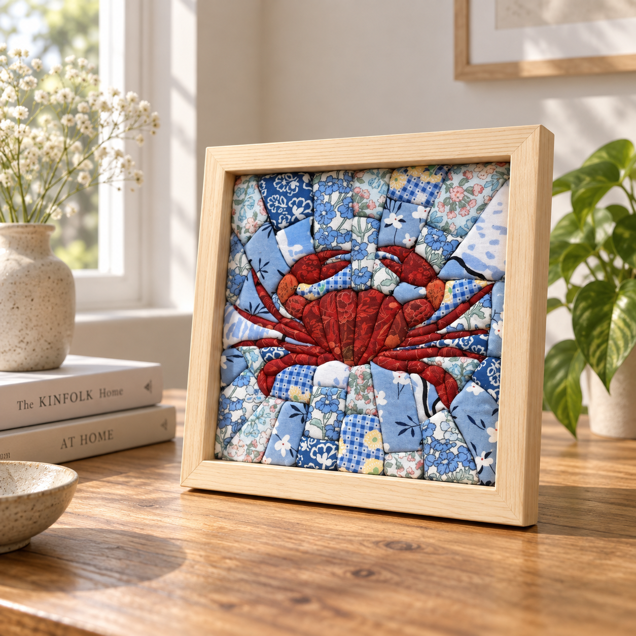 Crab 3D Fabric Mosaic Patchwork Wall Art