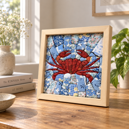 Crab 3D Fabric Mosaic Patchwork Wall Art