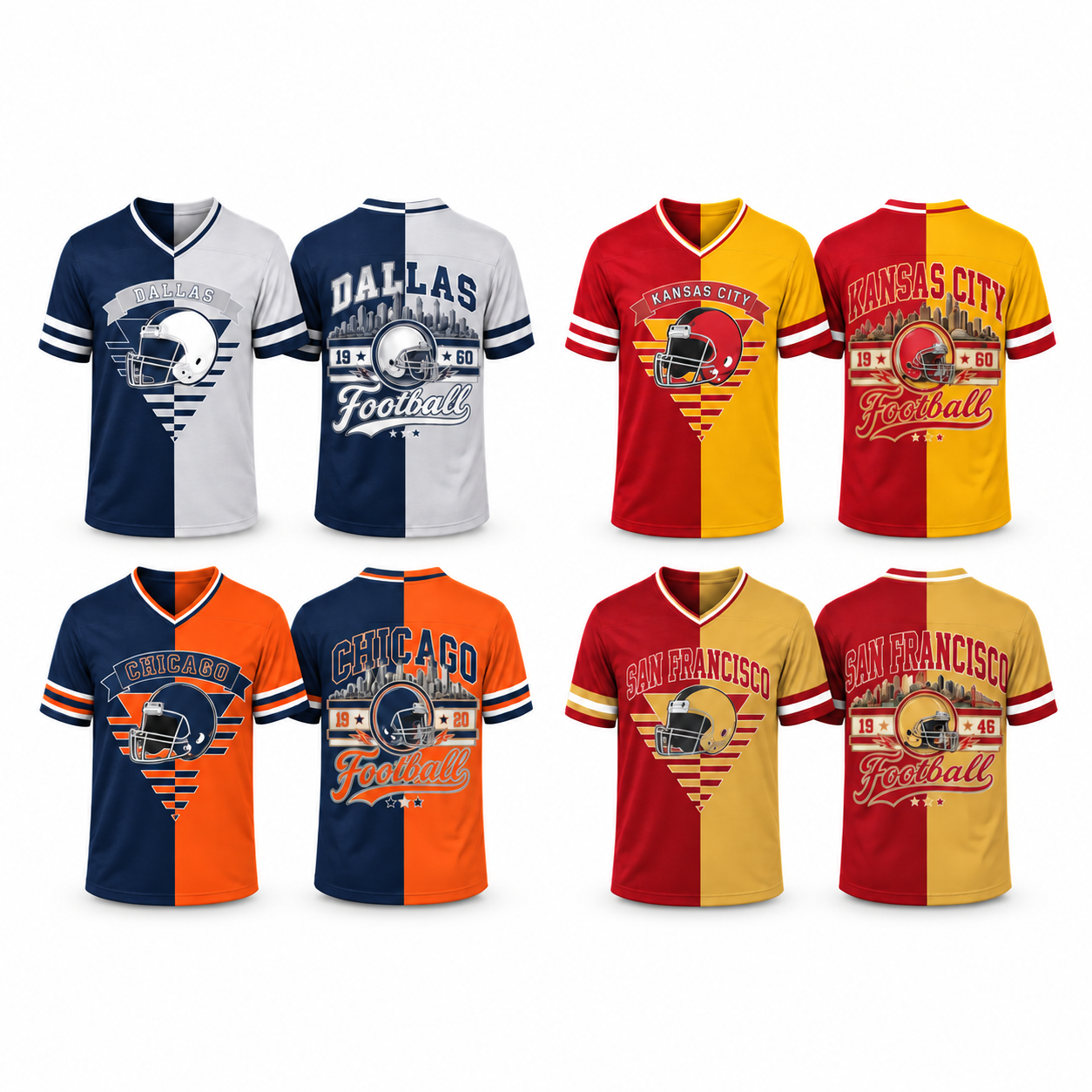 Football Team Print Split Fan Jersey