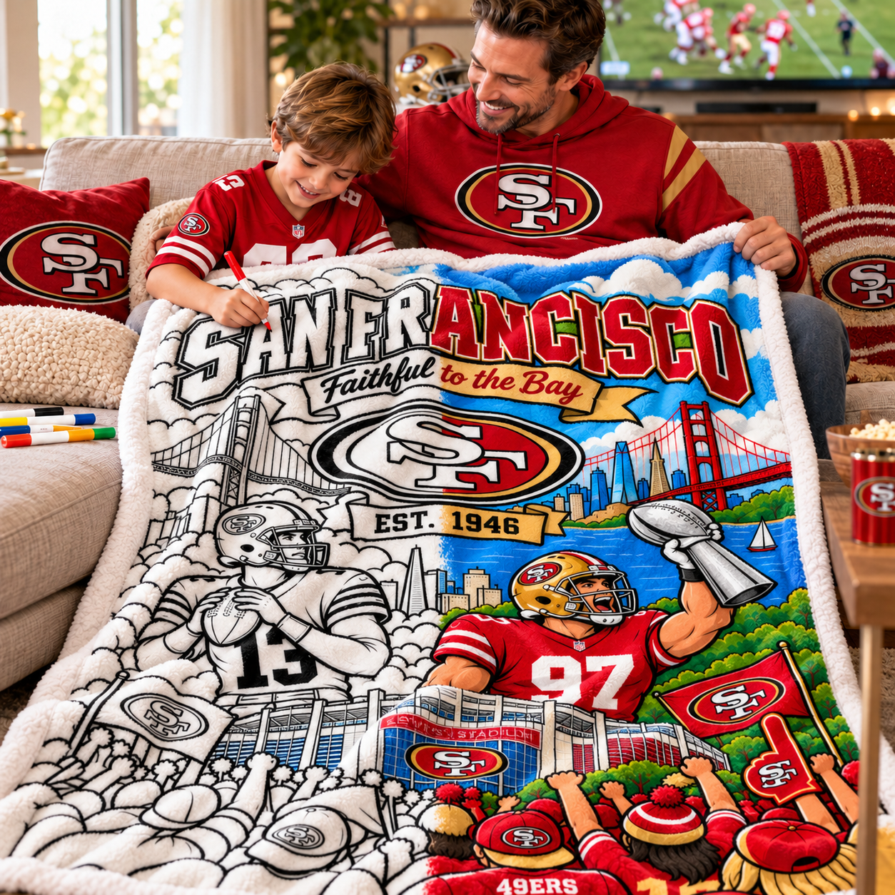 Football Fan DIY Coloring Blanket