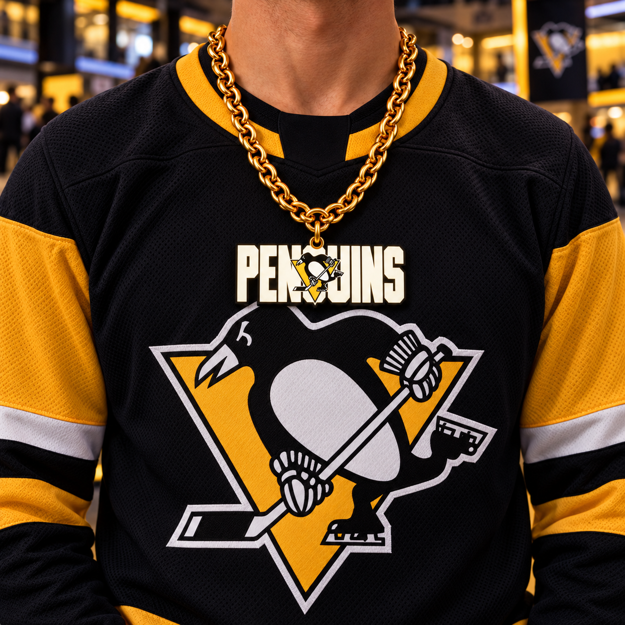 Hockey Fan LED Light-Up Pendant Chain Necklace