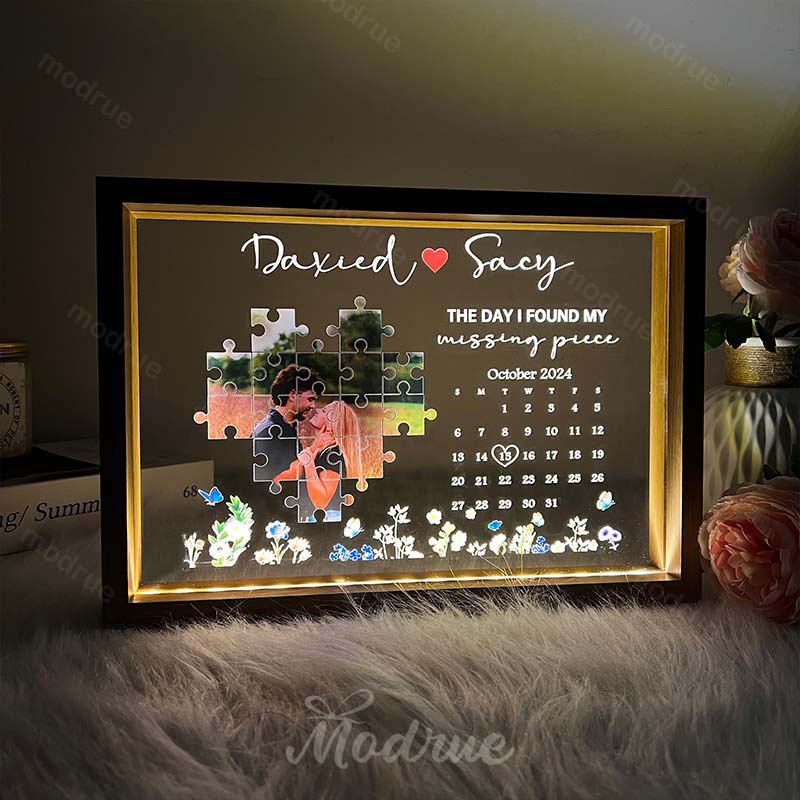The Day I Found My Missing Piece Light Frame Personalized Gift