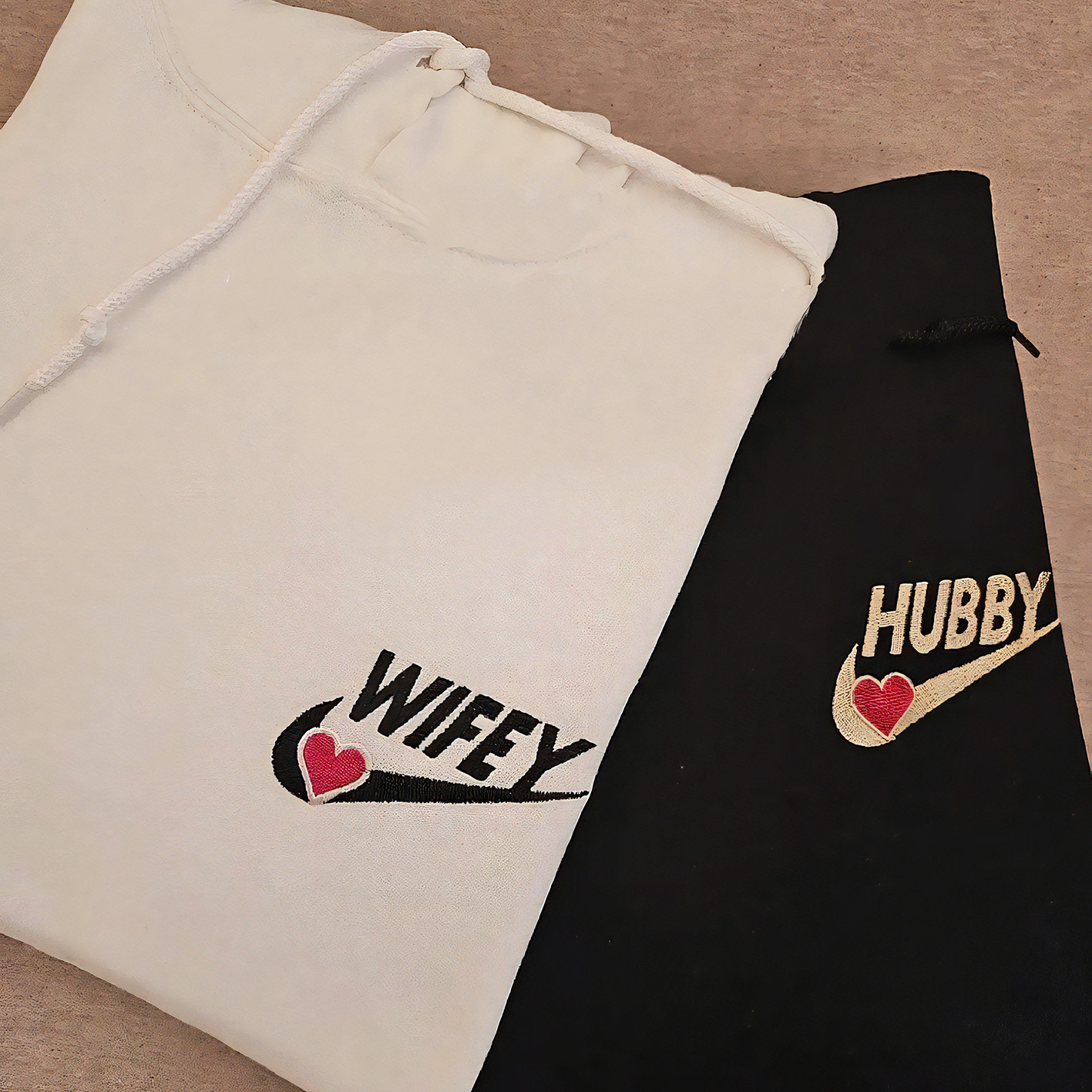 Couple Embroidered Wifey Hubby Sweatshirt/Hoodie