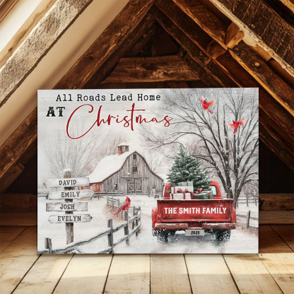 Custom All Roads Lead Home at Christmas Canvas