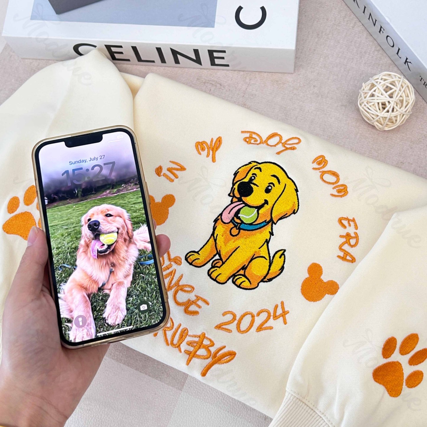 Personalized Pet Embroidered Sweatshirt Cartoon Style