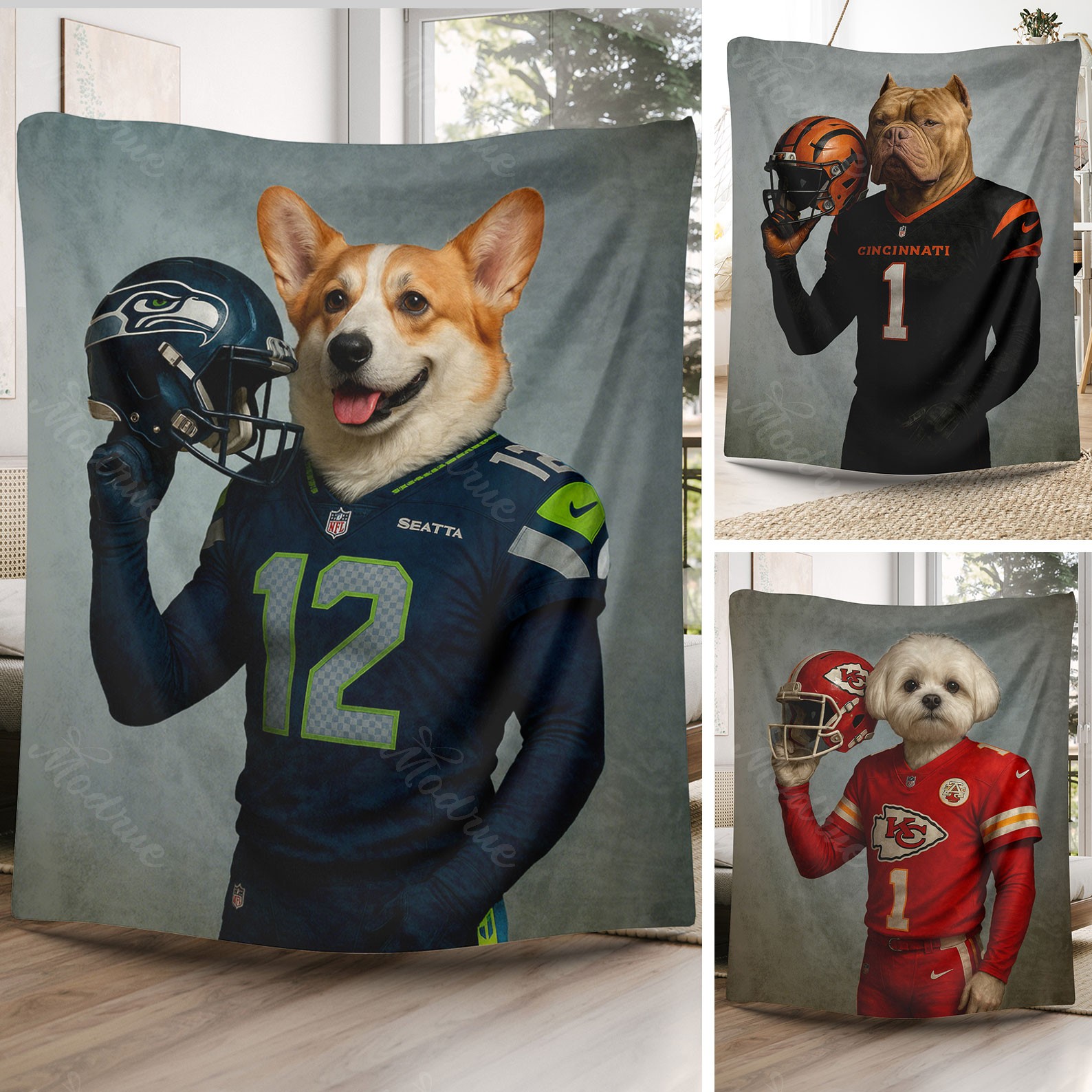 Custom American Football Pet NFL NCAA Blanket