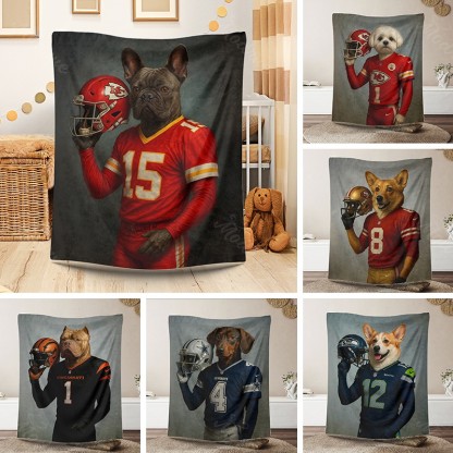 Custom American Football Pet NFL NCAA Blanket