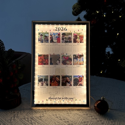 Personalized 2026 Calendar Mirror Light Box with Photo
