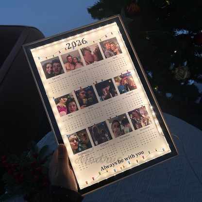 Personalized 2026 Calendar Mirror Light Box with Photo