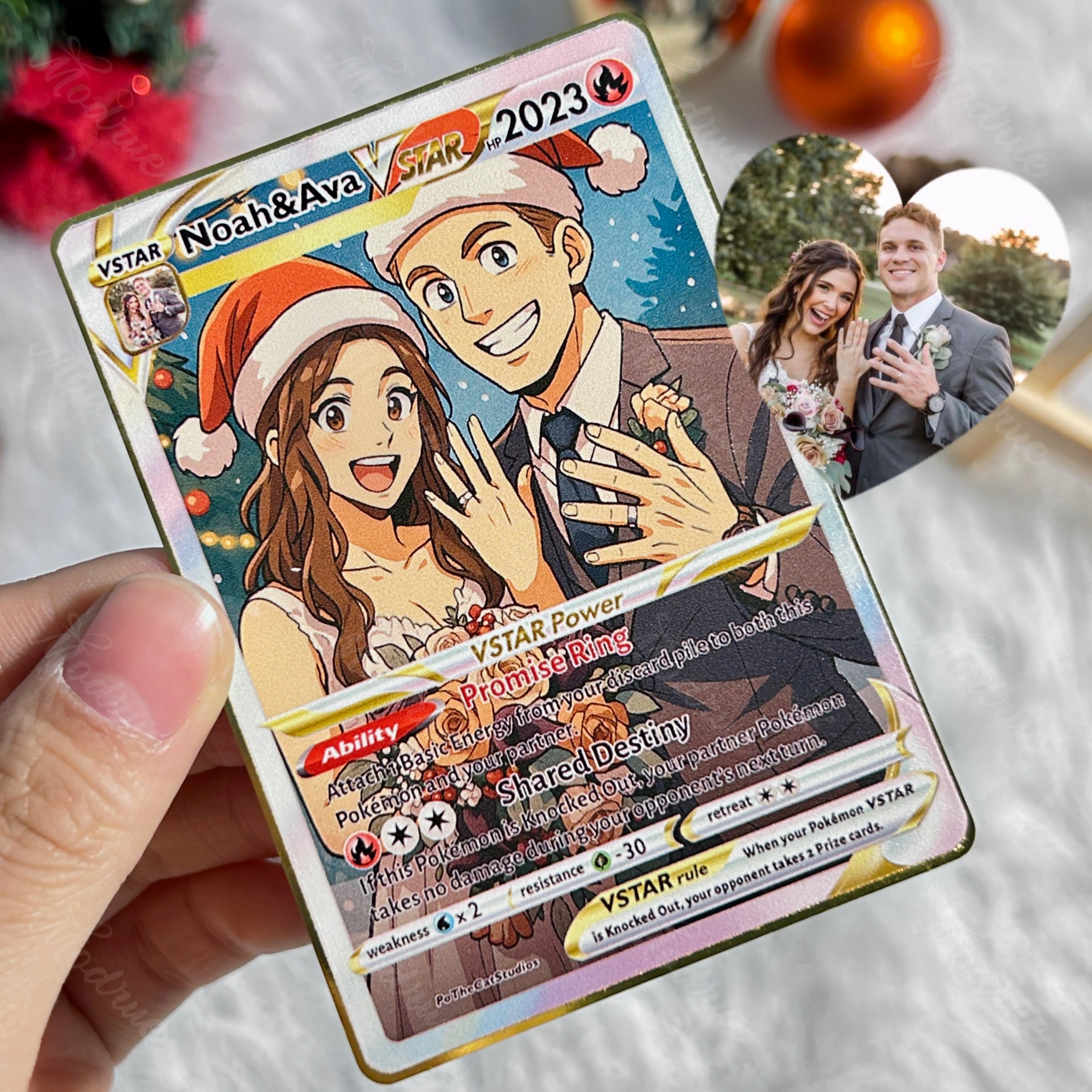 Custom Anime Christmas Card For Couples