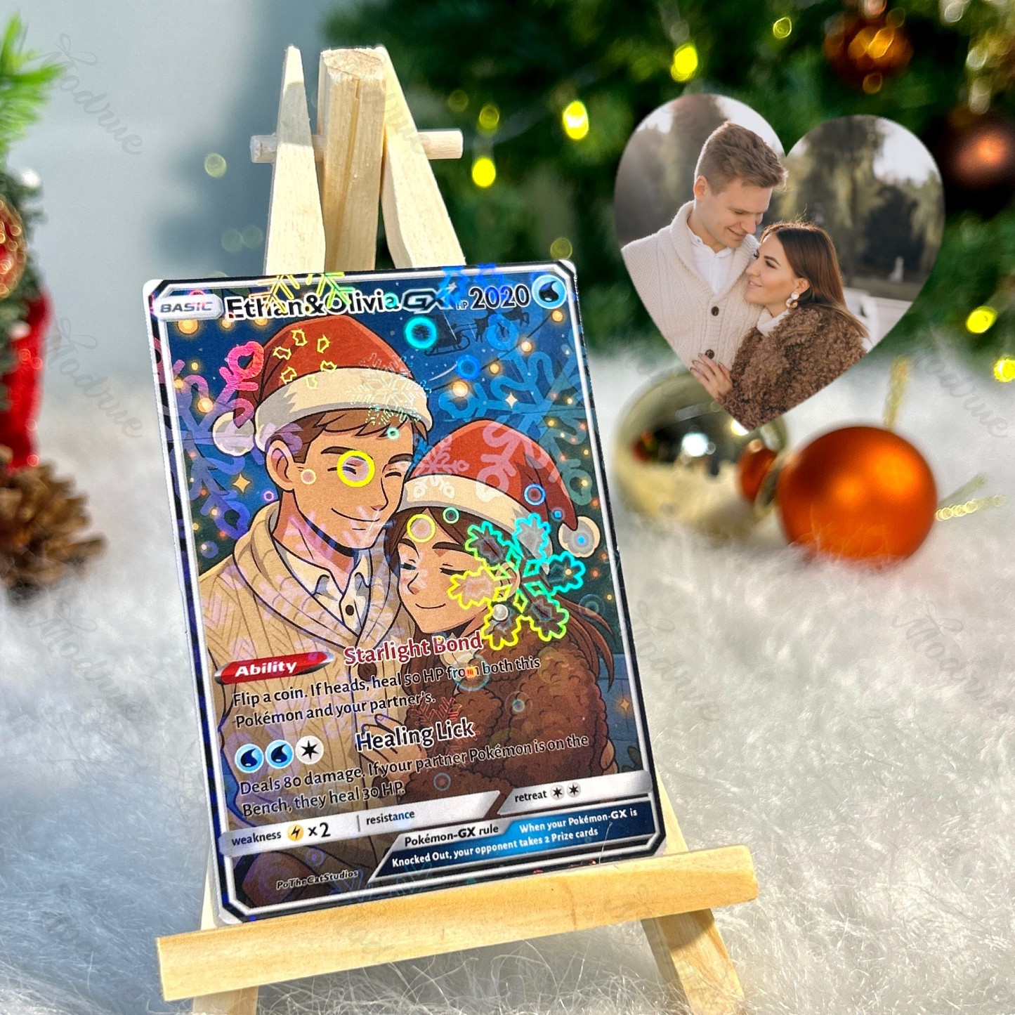 Custom Anime Christmas Card For Couples